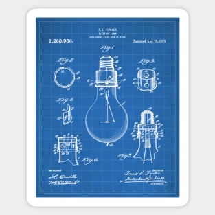Electric Lamp Patent - Housewarming Home Hallway Art - Blueprint Sticker